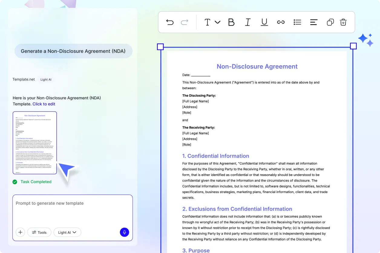 Free AI NDA Generator Online, AI Non Disclosure Agreement Maker